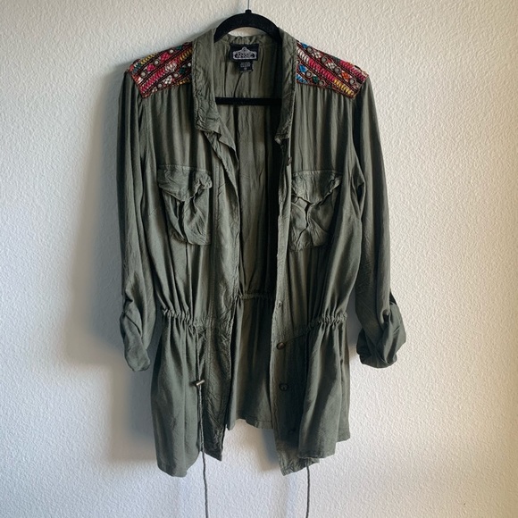 Angie Jackets & Blazers - ANGIE Boho Embroidered Jacket - Army Green